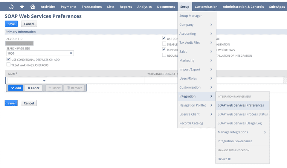 Account ID in Netsuite