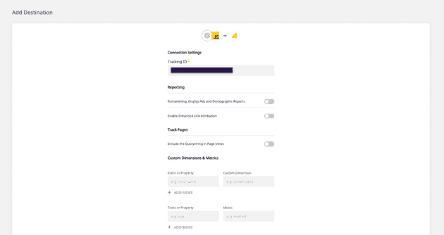 Google Analytics destination configuration