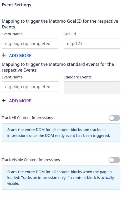 Matomo connection settings